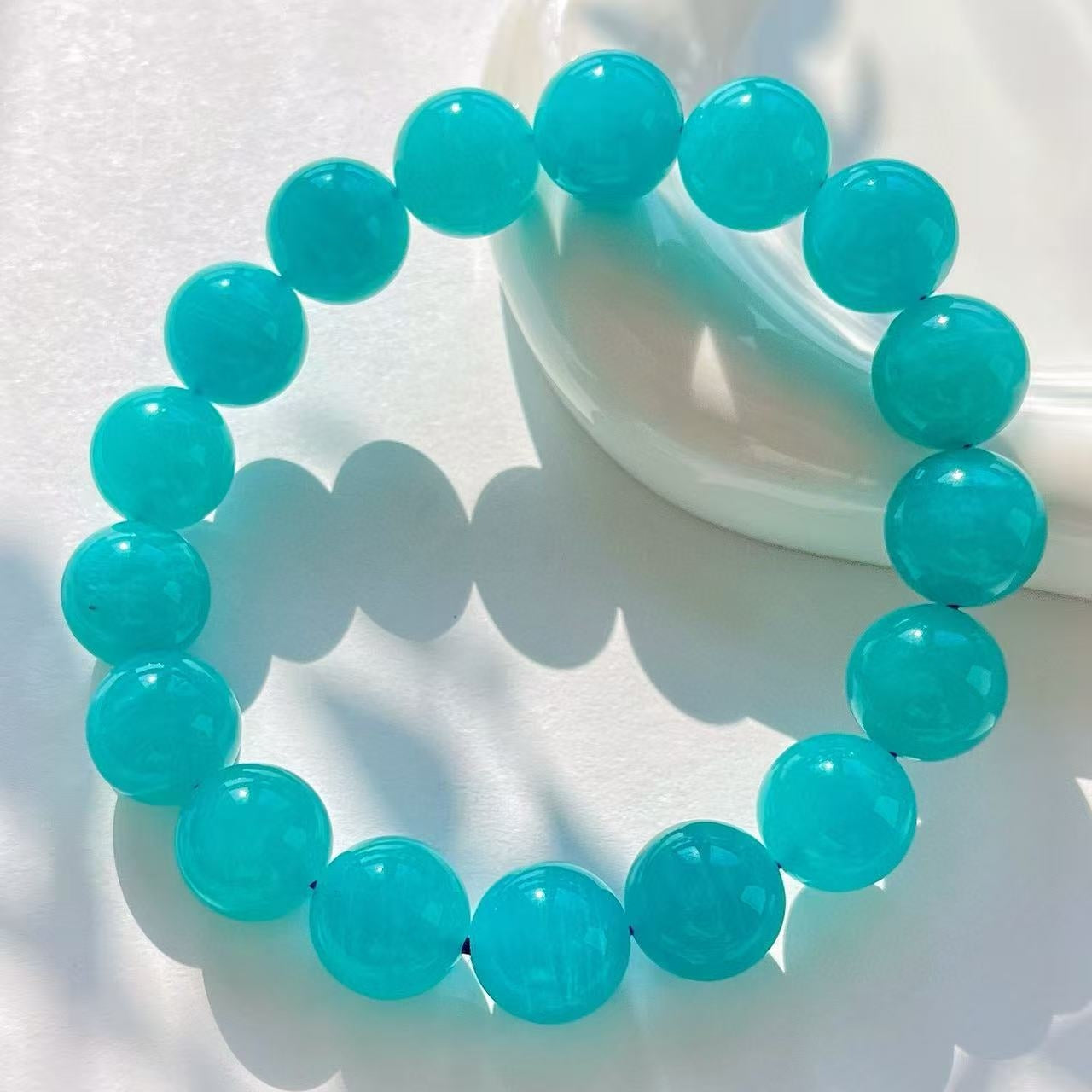 Madailan 12-13mm Natural Large-Grain Amazonite Beaded Bracelet