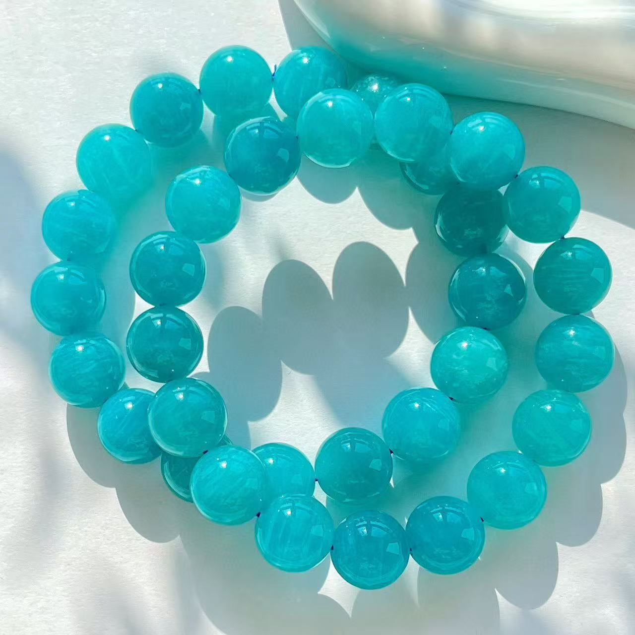 Madailan 12-13mm Natural Large-Grain Amazonite Beaded Bracelet