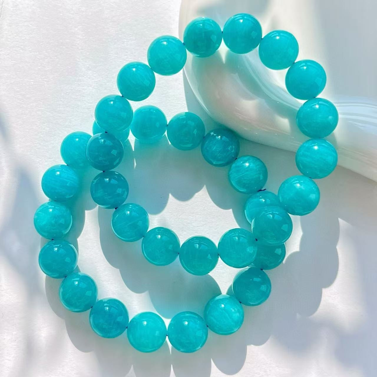 Madailan 12-13mm Natural Large-Grain Amazonite Beaded Bracelet