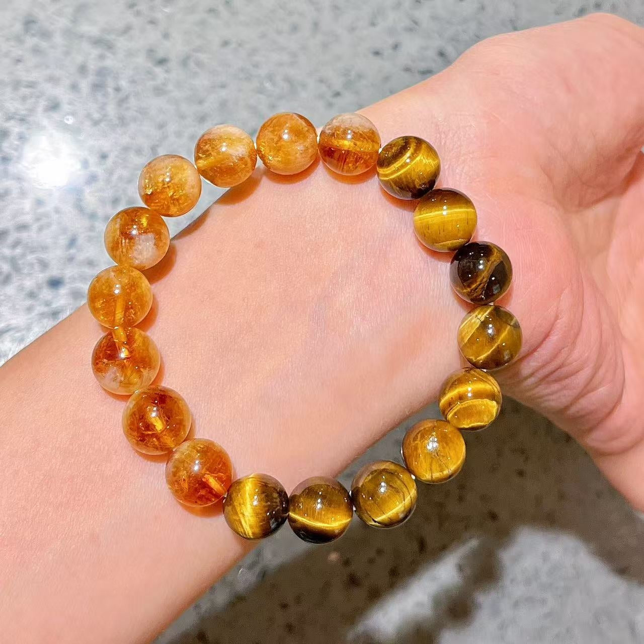 10mm Natural Honeyed Caramel Milky Tajin Golden Tiger's Eye Artfully Crafted Bracelet