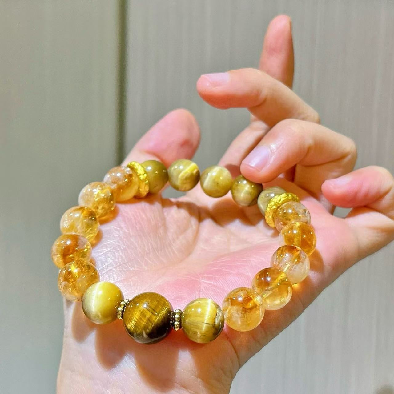 10mm Natural Yellow Tiger Eye Quartz Designer Bracelet