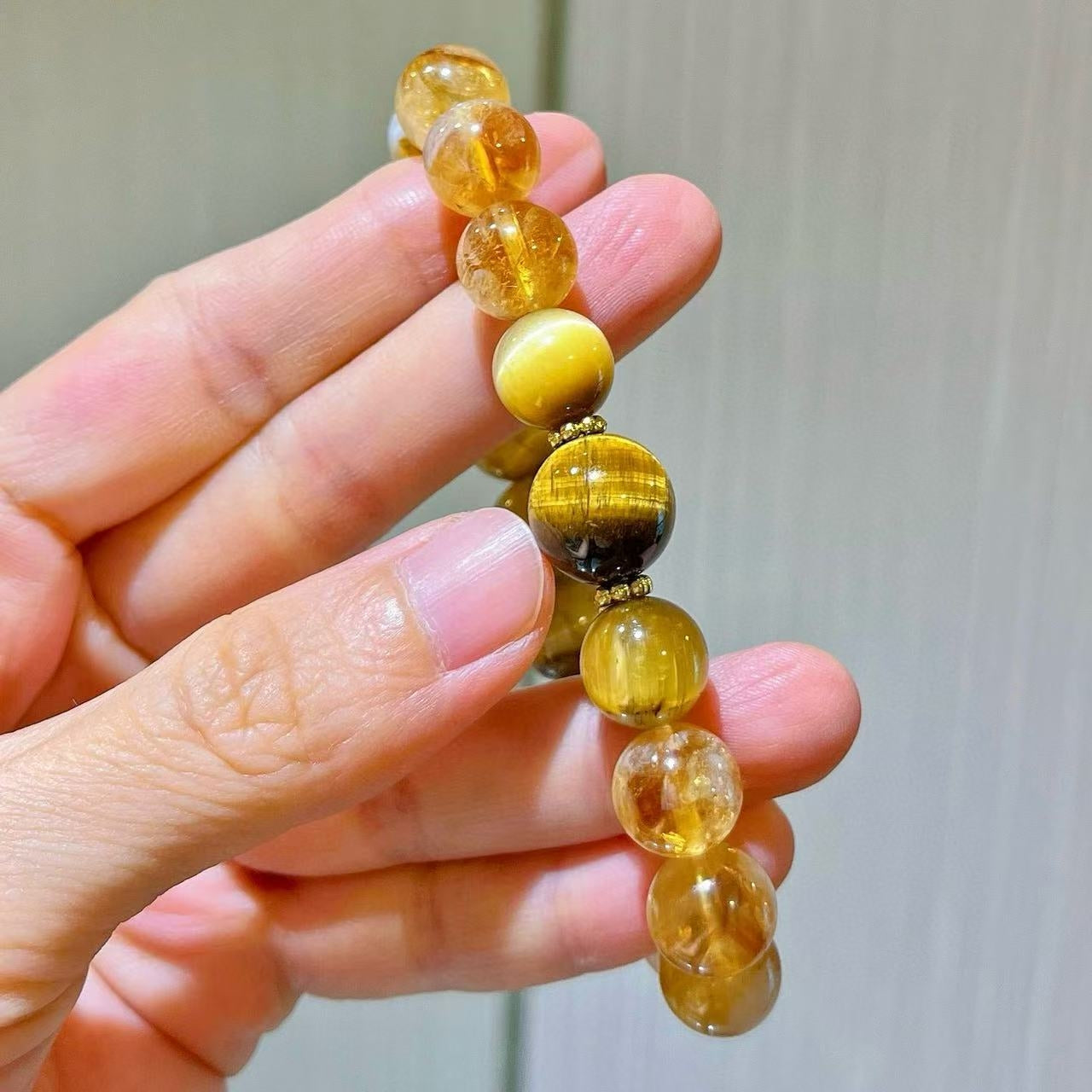 10mm Natural Yellow Tiger Eye Quartz Designer Bracelet