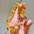 Designer 10mm Natural Caramel-Honey-Cream Yellow Tibetan Quartz & Strawberry Quartz Bracelet