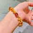 Designer 10mm Natural Caramel-Honey-Cream Yellow Tibetan Quartz & Strawberry Quartz Bracelet