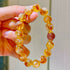 Designer 10mm Natural Caramel-Honey-Cream Yellow Tibetan Quartz & Strawberry Quartz Bracelet