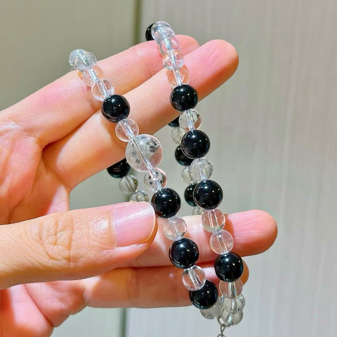 Vintage-Inspired Premium Natural Black Onyx & White Crystal Designer Collar Necklace