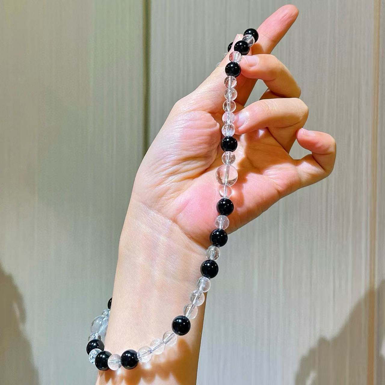 Vintage-Inspired Premium Natural Black Onyx & White Crystal Designer Collar Necklace