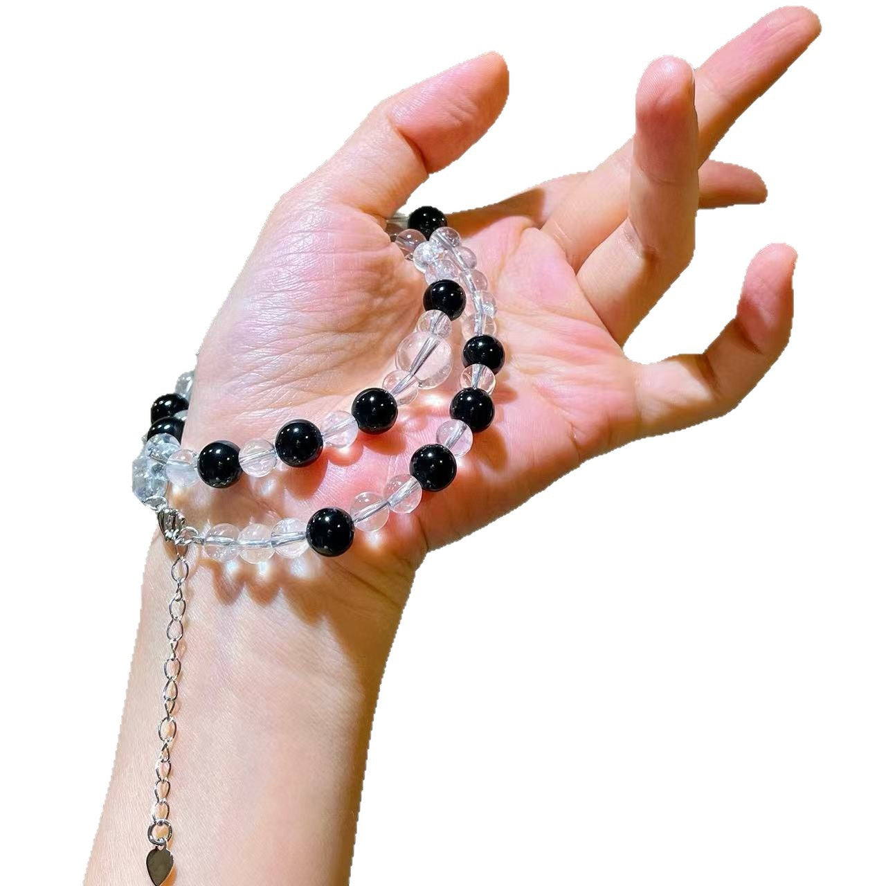 Vintage-Inspired Premium Natural Black Onyx & White Crystal Designer Collar Necklace