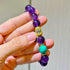 Designer 10mm Turquoise-Color Dyed Quartzite & Natural Royal Grape Purple Amethyst Beaded Bracelet