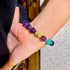 Designer 10mm Turquoise-Color Dyed Quartzite & Natural Royal Grape Purple Amethyst Beaded Bracelet