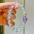Designer Violet-Color Quartzite & Natural White Crystal Beaded Bracelet