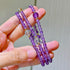 Designer 4mm Lavender-Purple Natural Amethyst & White Crystal Multi-Wrap Bracelet