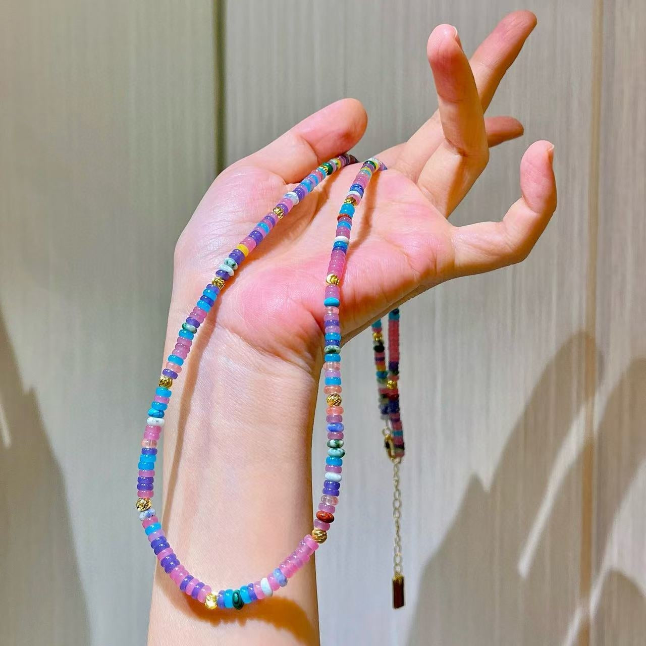 4mm Vintage Premium Rainbow Quartzite Happy Hues Necklace