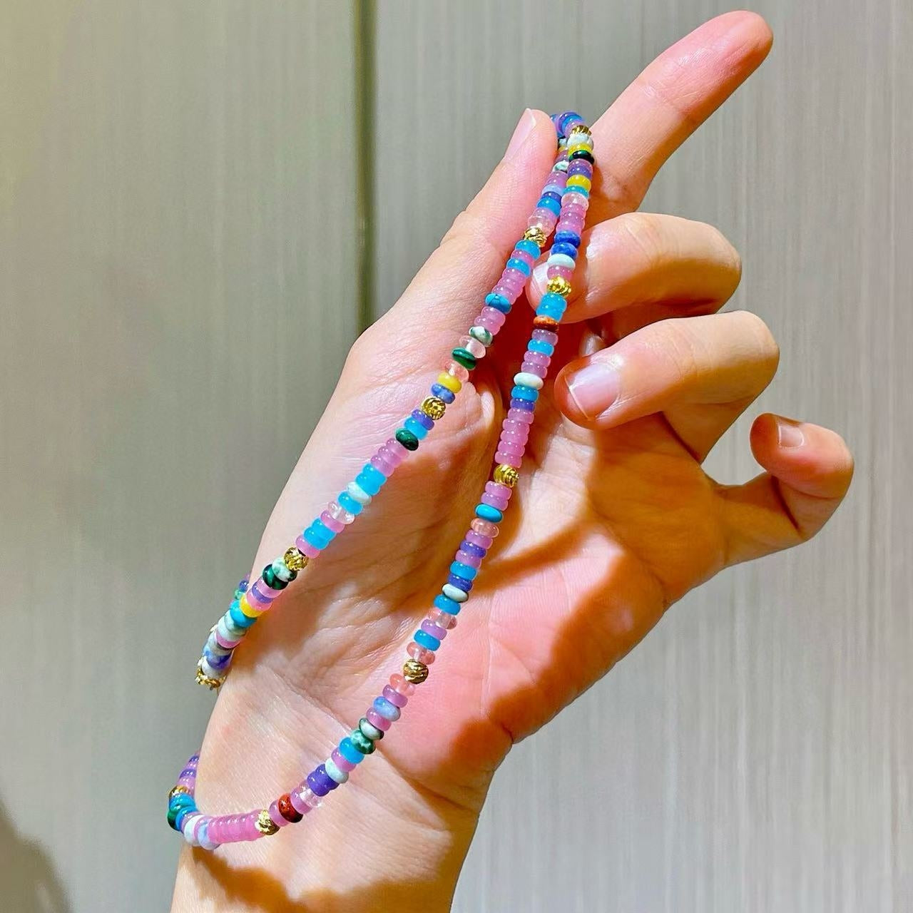 4mm Vintage Premium Rainbow Quartzite Happy Hues Necklace