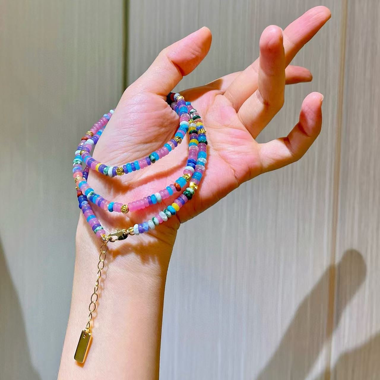 4mm Vintage Premium Rainbow Quartzite Happy Hues Necklace