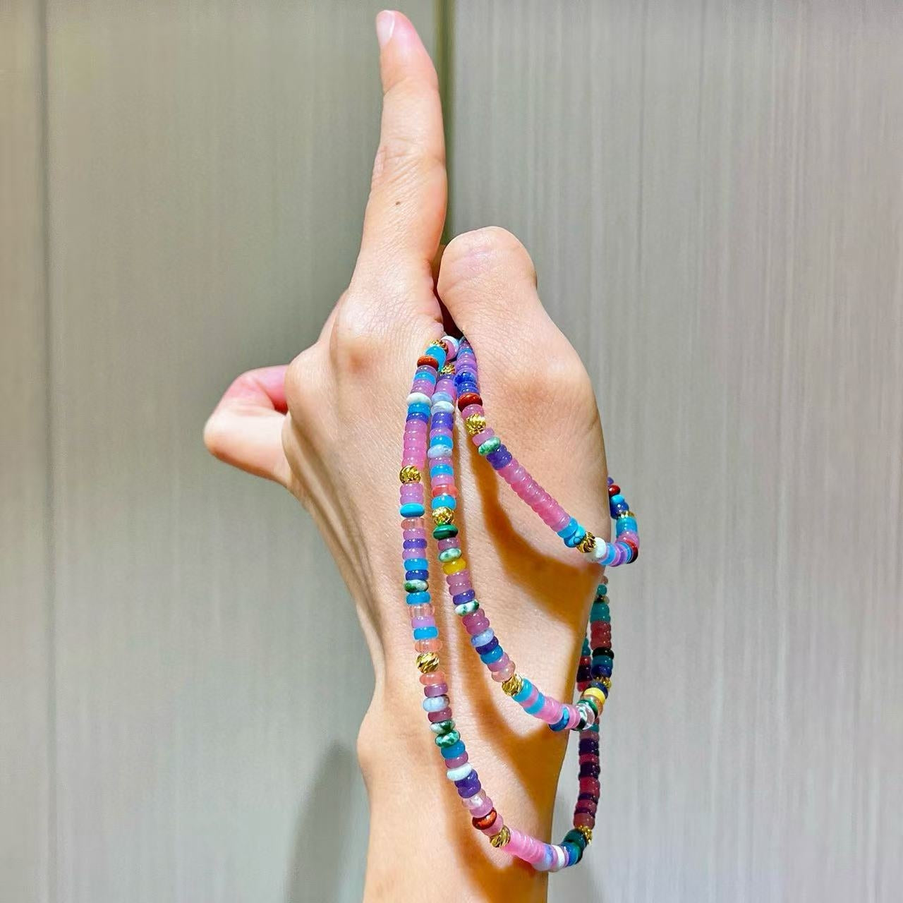 4mm Vintage Premium Rainbow Quartzite Happy Hues Necklace