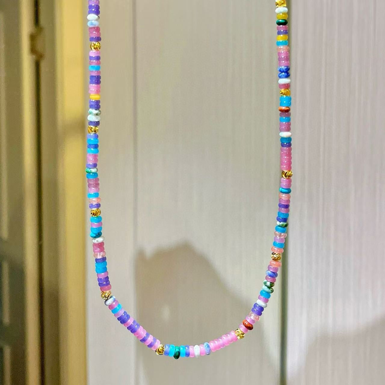 4mm Vintage Premium Rainbow Quartzite Happy Hues Necklace
