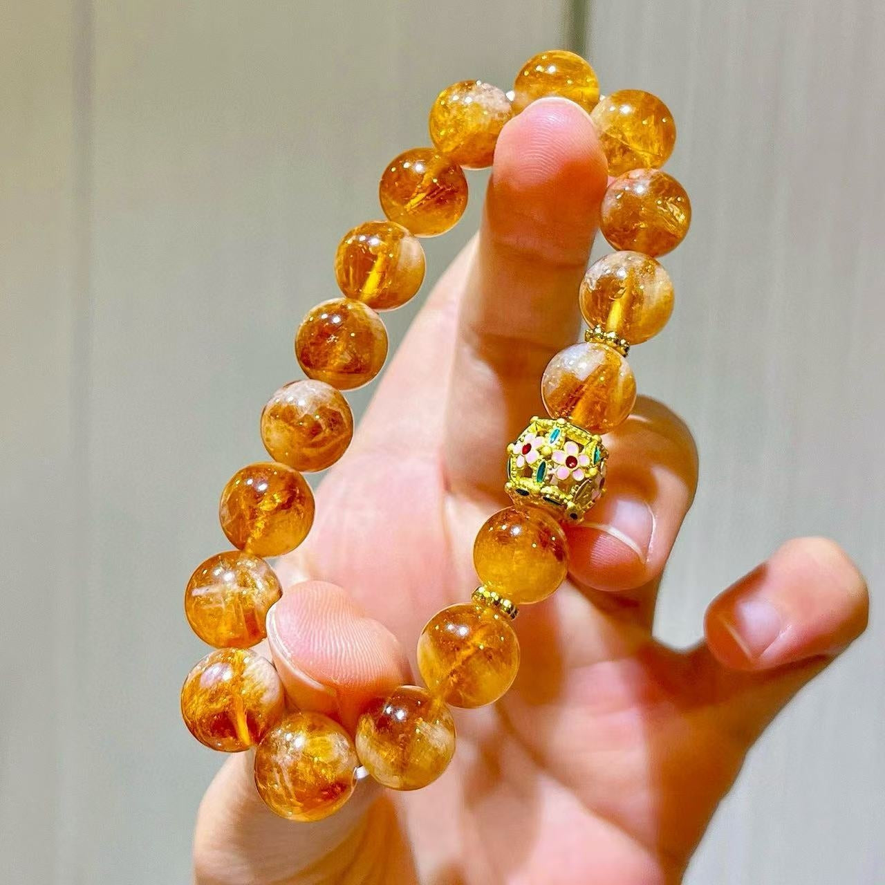 10mm Caramel Honey Cream Citrine Designer Bracelet