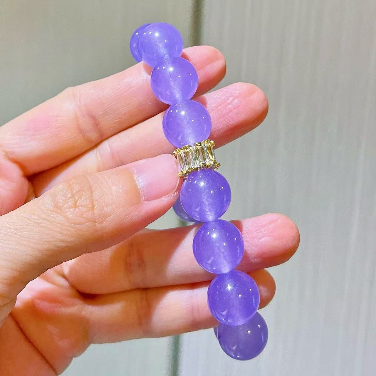 12mm Natural Violet Quartzite Gemstone Bead Bracelet