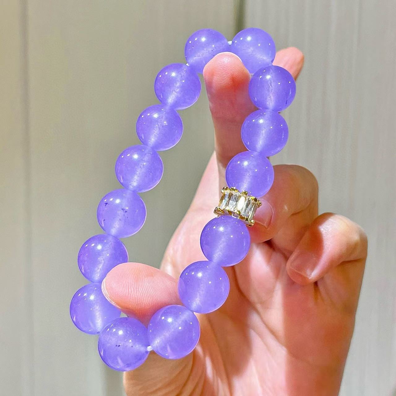 12mm Natural Violet Quartzite Gemstone Bead Bracelet