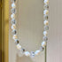 10mm Natural Freshwater Pearls and White Crystal Designer Collarbone Necklace