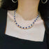 8mm Natural White Crystal and Lapis Lazuli Designer Collarbone Necklace