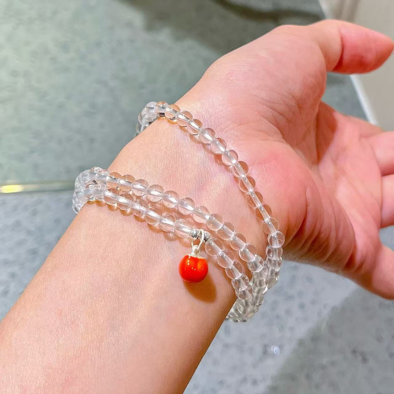 4mm Sterling Silver Designer Premium Natural White Crystal Lucky Multi-Stack Bracelet