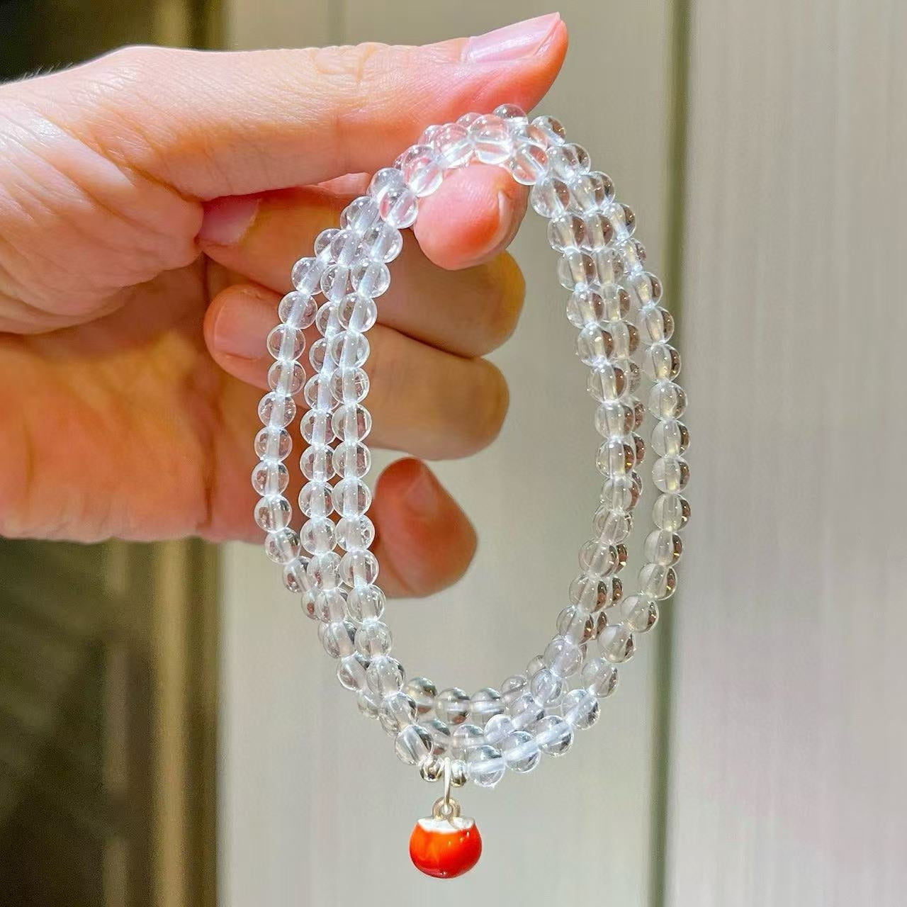 4mm Sterling Silver Designer Premium Natural White Crystal Lucky Multi-Stack Bracelet