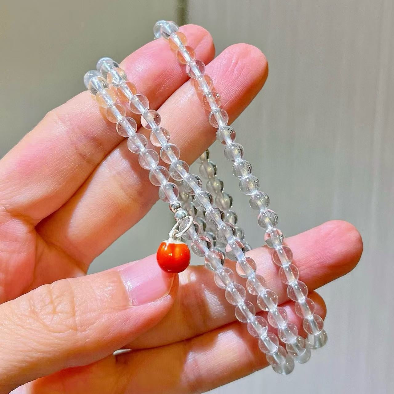 4mm Sterling Silver Designer Premium Natural White Crystal Lucky Multi-Stack Bracelet