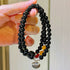 Sterling Silver Designer Premium Natural Antique Amber, South Red Agate & Black Onyx Multi-Stack Bracelet