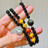 Sterling Silver Designer Premium Natural Antique Amber, South Red Agate & Black Onyx Multi-Stack Bracelet