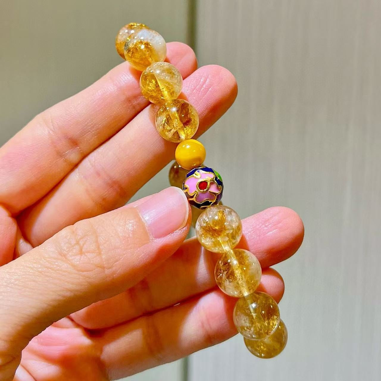 10M Maillard Style Natural High-Quality Citrine Yellow Tower Crystal Antique Amber Bracelet