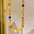 10mm Natural High-Quality Citrine Yellow Tower Crystal Lapis Lazuli Vintage Lariat Necklace