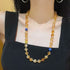 10mm Natural High-Quality Citrine Yellow Tower Crystal Lapis Lazuli Vintage Lariat Necklace
