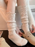 Retro pile socks warm knit calf socks hollow out yarn long socks
