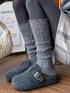 Retro pile socks warm knit calf socks hollow out yarn long socks