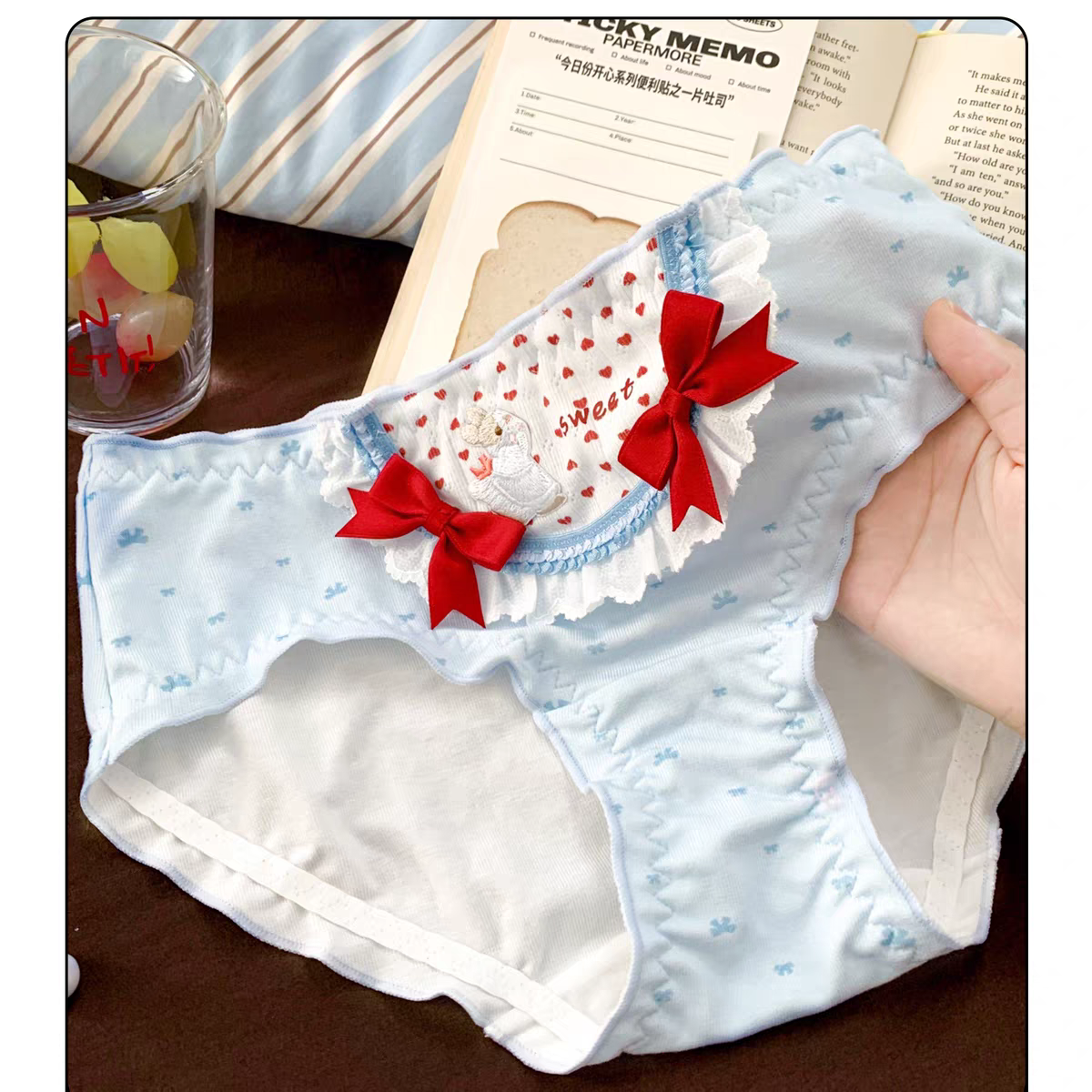 Velvet Rabbit Sweetheart Japanese Sweet and Cute Style Underwear Women 2 Pure Desire Low Waist Triangle Pants Pure Cotton Crotch