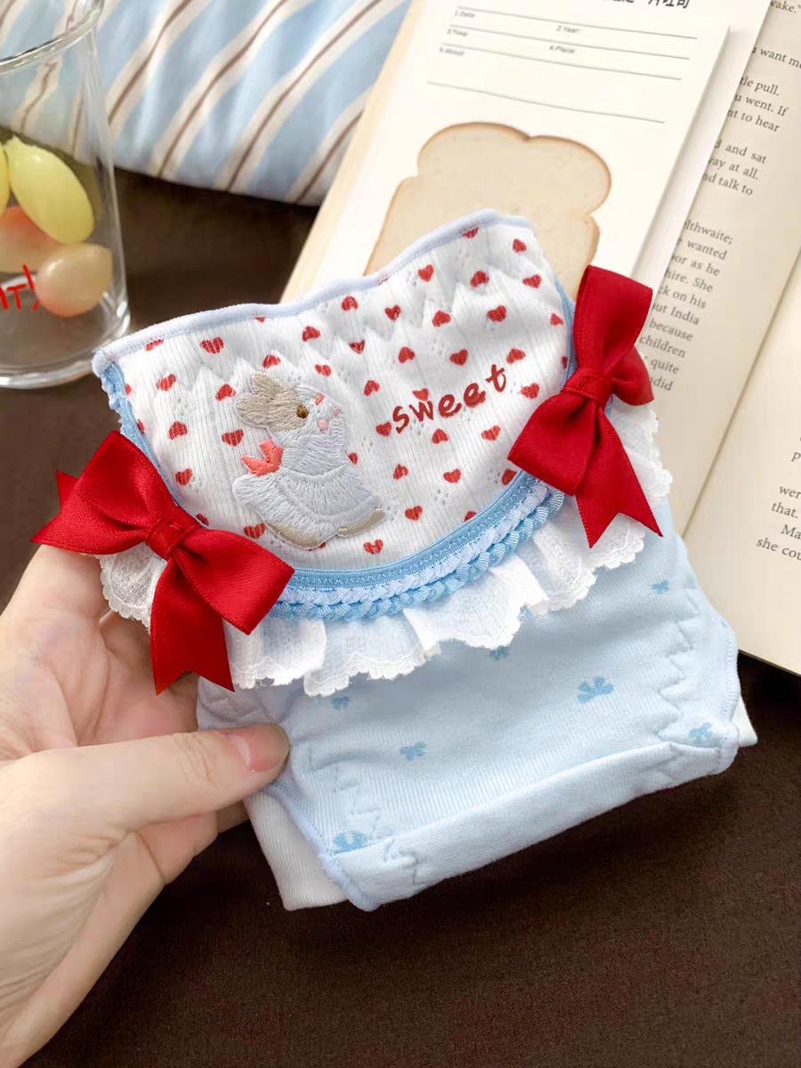 Velvet Rabbit Sweetheart Japanese Sweet and Cute Style Underwear Women 2 Pure Desire Low Waist Triangle Pants Pure Cotton Crotch