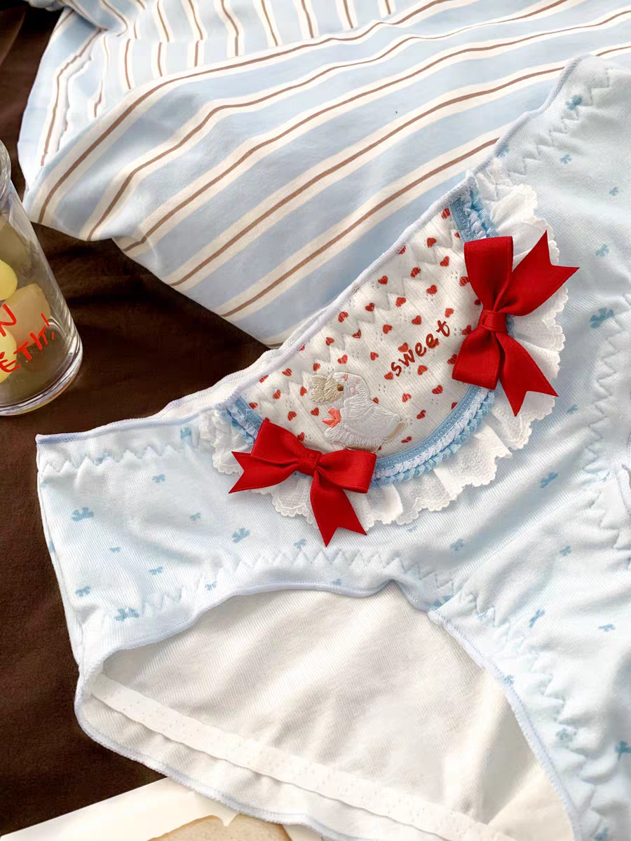 Velvet Rabbit Sweetheart Japanese Sweet and Cute Style Underwear Women 2 Pure Desire Low Waist Triangle Pants Pure Cotton Crotch