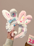 Cute plush bunny ears lace bow headband women's hair compression headband hairpin headband accessory
