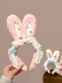 Cute plush bunny ears lace bow headband women's hair compression headband hairpin headband accessory