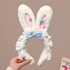Cute plush bunny ears lace bow headband women's hair compression headband hairpin headband accessory