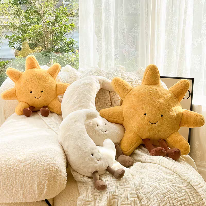 Cream style creative sun and moon plush pillows