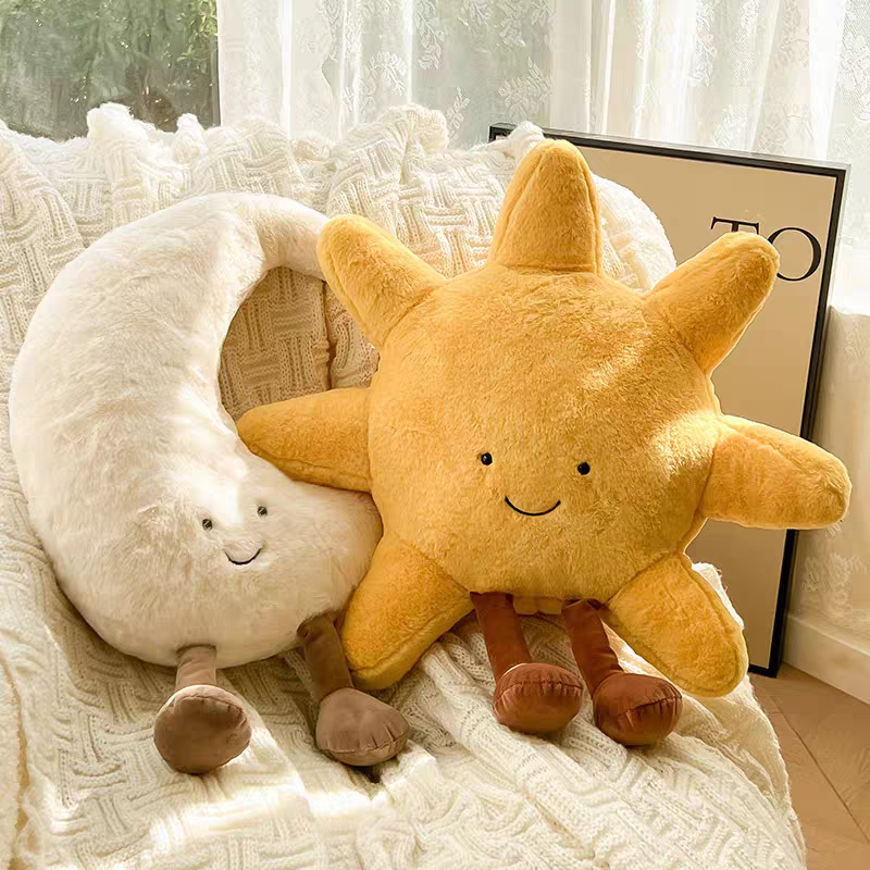 Cream style creative sun and moon plush pillows