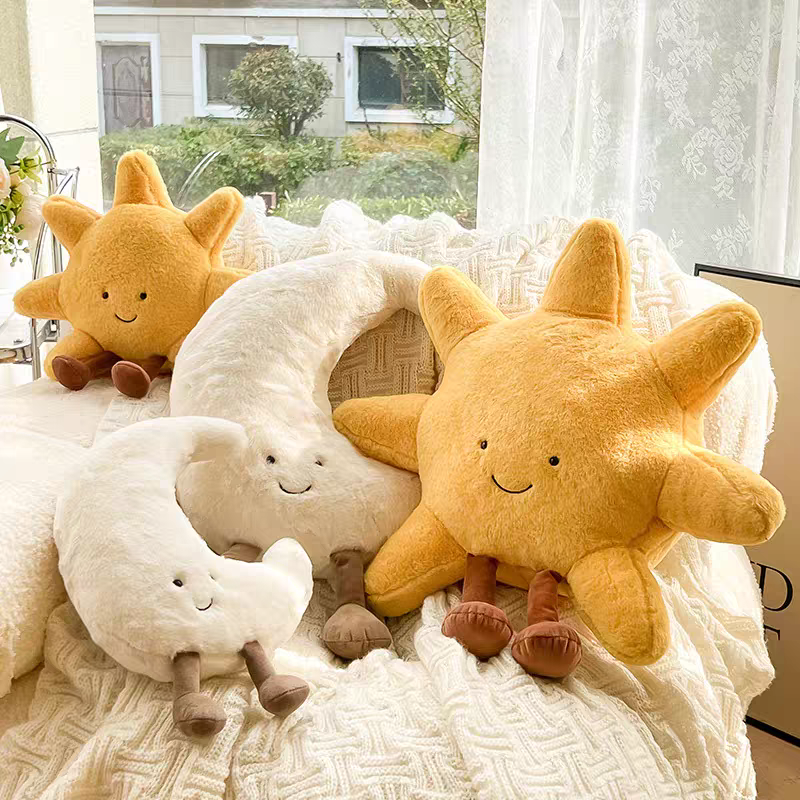 Cream style creative sun and moon plush pillows