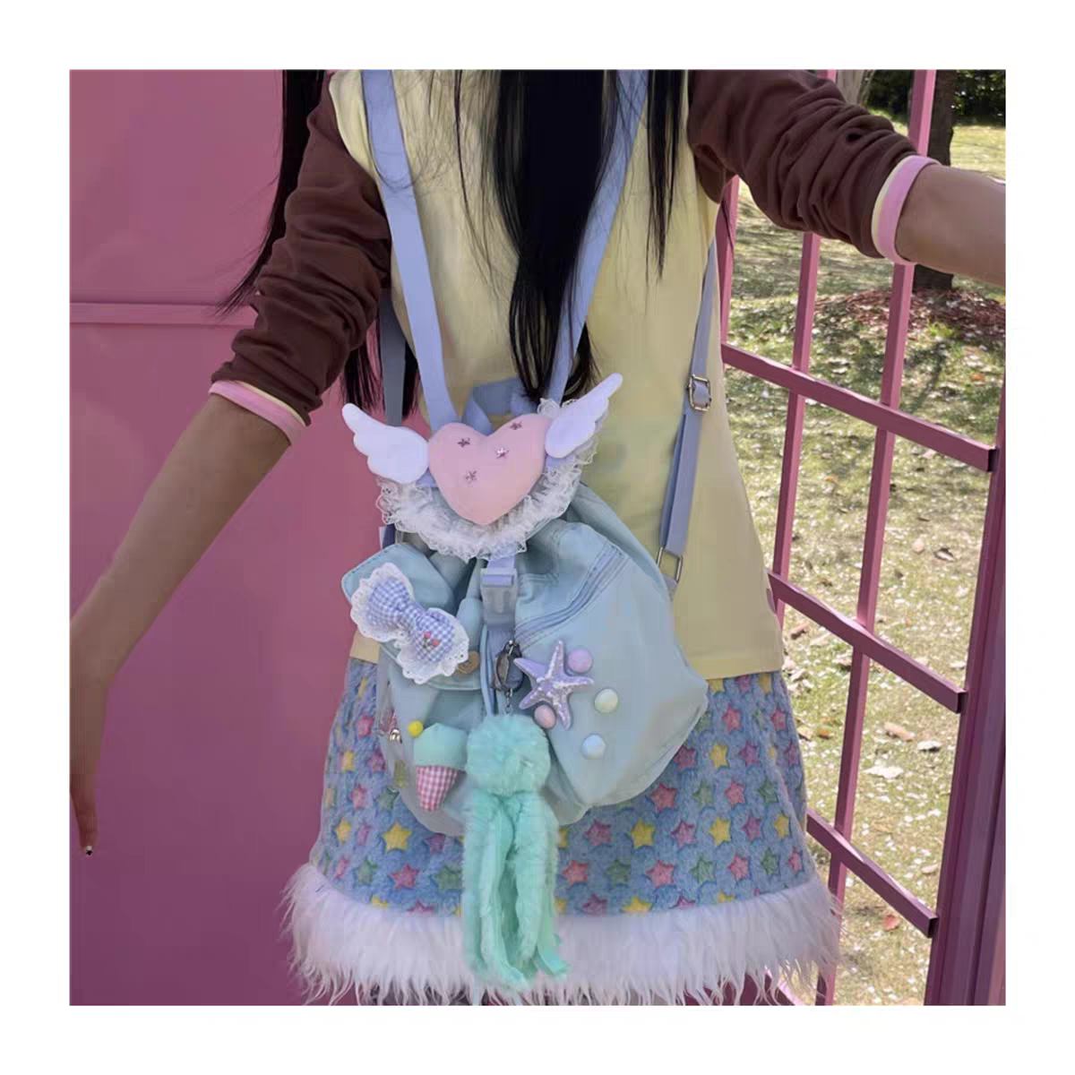 Y2K Millennium Girl Cute Wings Backpack