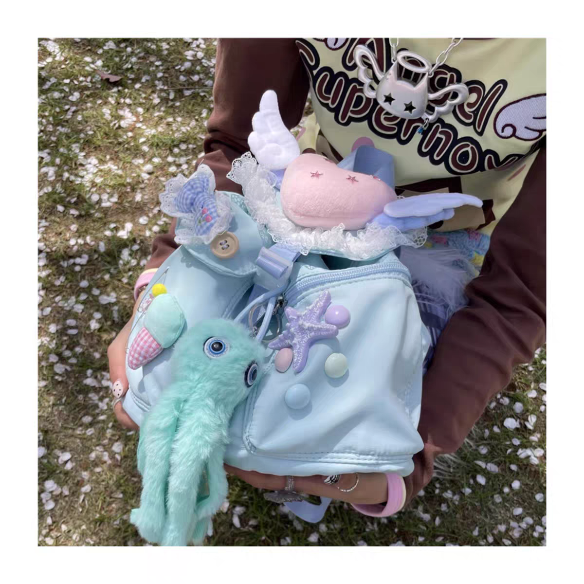 Y2K Millennium Girl Cute Wings Backpack