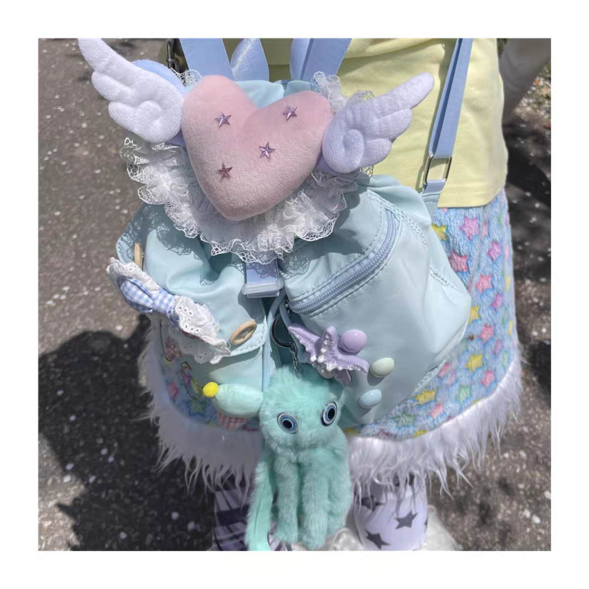 Y2K Millennium Girl Cute Wings Backpack