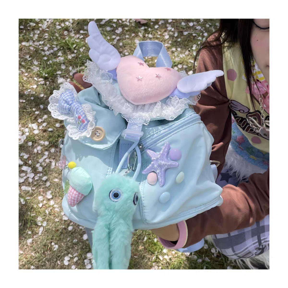 Y2K Millennium Girl Cute Wings Backpack