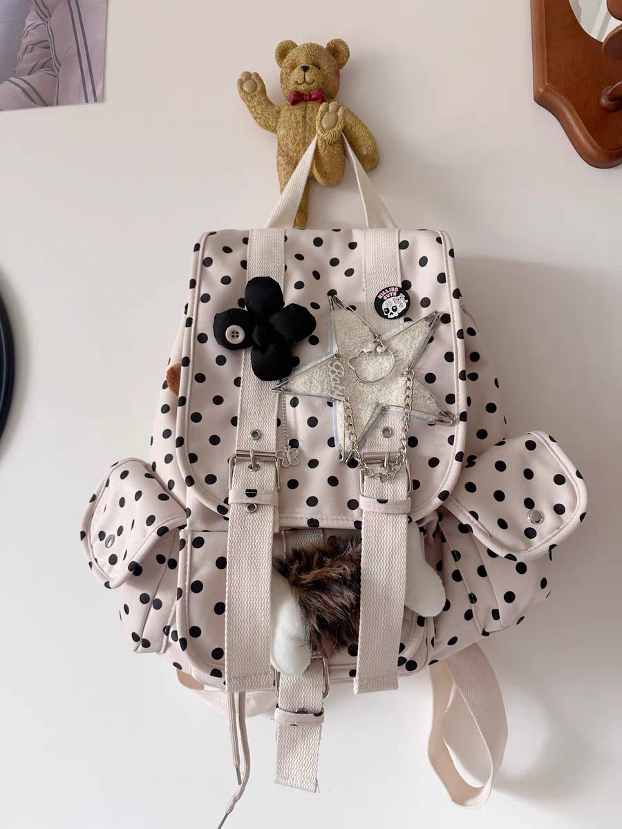 Retro polka dot college style versatile casual y2k spicy girl backpack